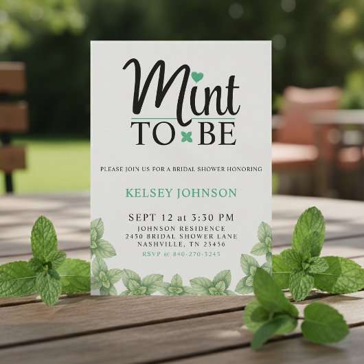 Invitation Mint to Be Mint Leaf Bridal Shower