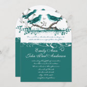 Invitation Mint Turquoise Romantique Rustique Mariage Insépar (Devant / Derrière)
