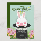 Invitation Mint Un Bunny Magique Casquette Jardin en Trick Ba (Devant / Derrière)