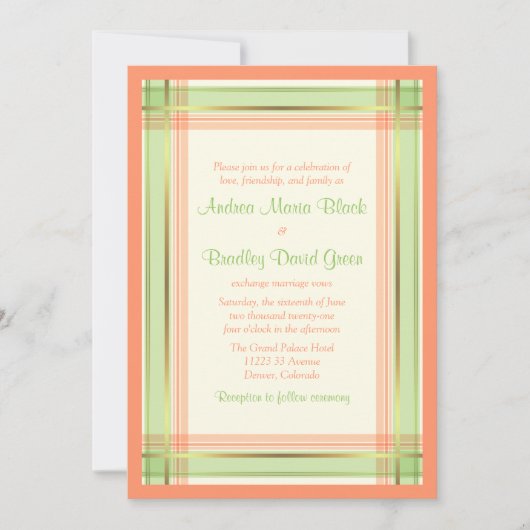 Invitation Mint Vert Coral rose Plat (Devant)
