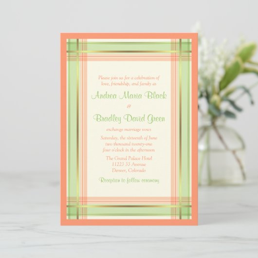 Invitation Mint Vert Coral rose Plat (Debout devant)