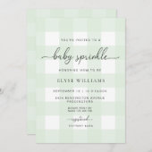 Invitation Mint Vert En vichy Bébé Parsemer (Devant / Derrière)