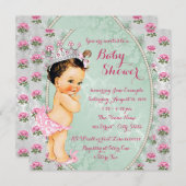 Invitation Mint Vert et rose rose rose bébé fille Douche (Devant / Derrière)