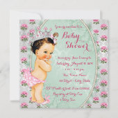 Invitation Mint Vert et rose rose rose bébé fille Douche (Devant)