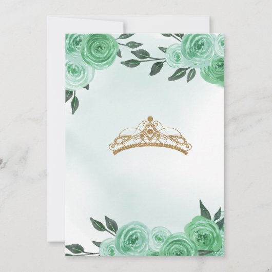 Invitation Mint Vert Rose Gold Butterfly Quinceañera Floral (Dos)