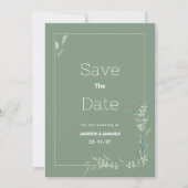 Invitation Mint watercolor botanical greenery Save The Date (Devant)