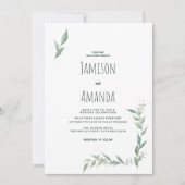 Invitation Mint watercolor greenery wreath Wedding (Devant)