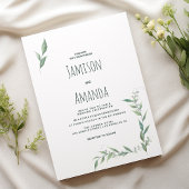 Invitation Mint watercolor greenery wreath Wedding