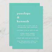 Invitation Minty Aqua Turquoise minimaliste été Mariage côtie (Devant / Derrière)