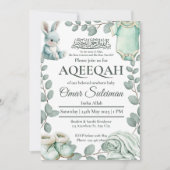 Invitation Minty Green Baby Stuff Musulman Aqiqah (Devant)