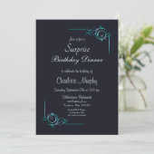 Invitation Minuit Bleu & Turquoise Surprise Anniversaire Dîne (Debout devant)