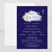 Invitation Minuit Blue Starlit Baby Boy Bliss Stork (Devant / Derrière)