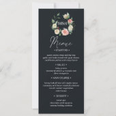 Invitation minuit fleurie florale Mariage Dîner Menu (Devant)