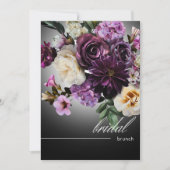 Invitation Minuit foncée violet romance florale Brunch nuptia (Devant)