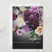 Invitation Minuit foncée violet romance florale Couples Douch (Devant)