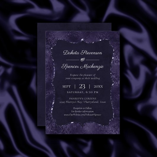 Invitation Minuit Indigo Romance | Satiny Grunge Mariage