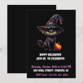 Invitation Minuit la chatte noire sorcière (Devant / Derrière)