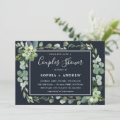 Invitation Minuit Marine Blue Succulent Couples Douche (Debout devant)