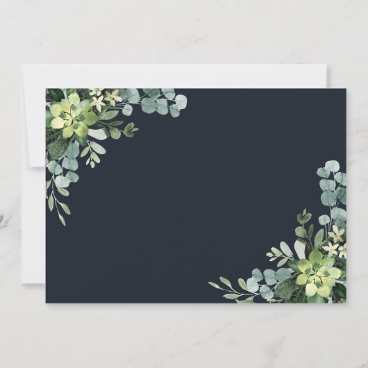 Invitation Minuit Marine Blue Succulent Couples Douche (Dos)