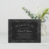 Invitation Minuit Onyx Romance | Black Satiny Grunge Damask (Debout devant)