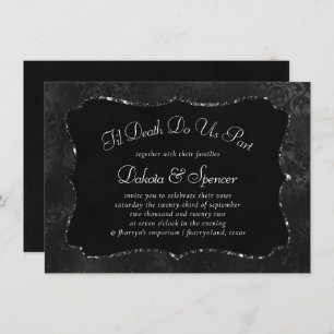 Invitation Minuit Onyx Romance   Black Satiny Grunge Damask