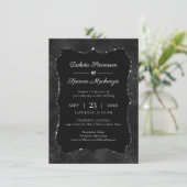 Invitation Minuit Onyx Romance | Black Satiny Grunge Damask (Debout devant)