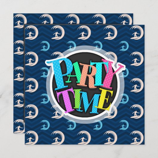 Invitation Minuit, Sky Blue, Tan, Surf, Surfer Chevron (Devant / Derrière)
