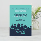 Invitation Minuit Turquoise Bleue Arabe Nights Quinceañera (Debout devant)