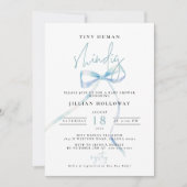 Invitation Minuscule Baby shower humain Shindig bleu minimali (Devant)