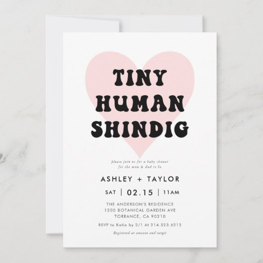 Invitation Minuscule Baby shower moderne Humain Shindig (Devant)