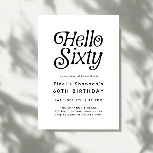 Invitation Minuscule Bonjour Soixante Moderne Rétro 60e Anniv