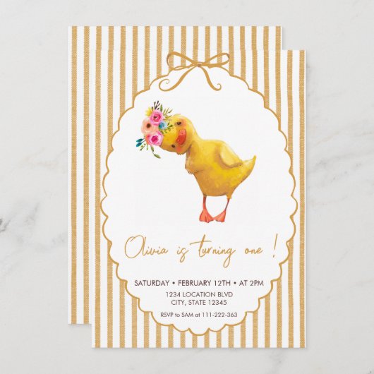 Invitation Minuscule canard mou Anniversaire (Devant / Derrière)