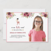 Invitation Minuscule danseur | Ballet Floral rose Fête Annive (Devant)
