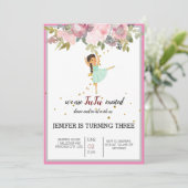 Invitation Minuscule danseur | Ballet Floral rose Fête Annive (Debout devant)