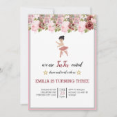 Invitation Minuscule danseur | Ballet Floral rose Fête Annive (Devant)
