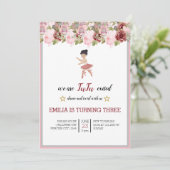 Invitation Minuscule danseur | Ballet Floral rose Fête Annive (Debout devant)