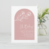 Invitation Minuscule Douche Fille Rose Rose Dusty Line (Debout devant)