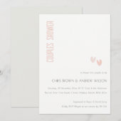 Invitation Minuscule Élégant Coeurs Roses Douches Couples (Devant / Derrière)