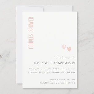 Invitation Minuscule Élégant Coeurs Roses Douches Couples
