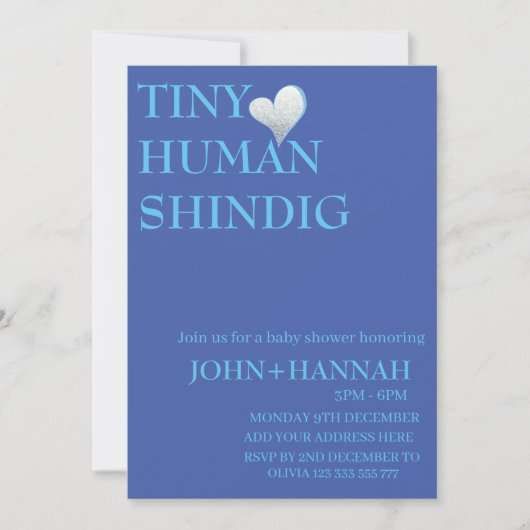 Invitation Minuscule Humain Shindig Funny Baby shower Co-ed (Devant)