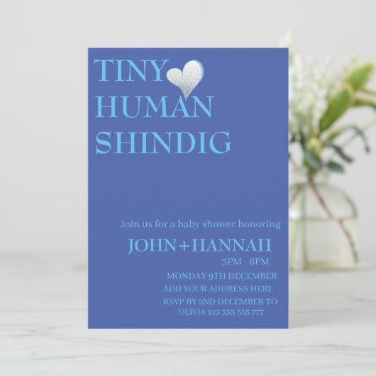 Invitation Minuscule Humain Shindig Funny Baby shower Co-ed (Debout devant)