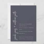 Invitation Minuscule Marine Noir Script Couples Douche (Devant)