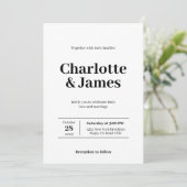 Invitation Minuscule rétro moderne Mariage de script photo (Debout devant)