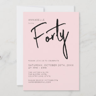 Invitation Minuscule rose pâle 40ème anniversaire