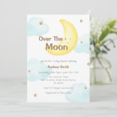 Invitation Minuscule Sur Le Baby shower Lune (Debout devant)