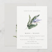 Invitation Minuscule Tropical Feuilleté Bleu Floral Couples D (Devant / Derrière)