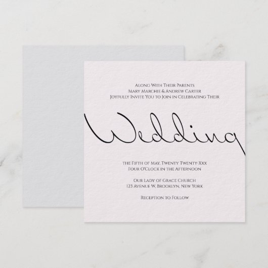 Invitation Minuscule Typographie Plaisant Mais Mariage Formel (Devant / Derrière)