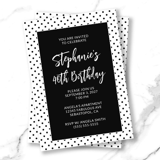Invitation Minuscules Points Noirs Gras 40e Anniversaire