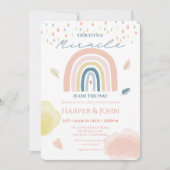 Invitation Miracle Baby Pastel Arc-en-ciel Nuages Raindrops (Devant)