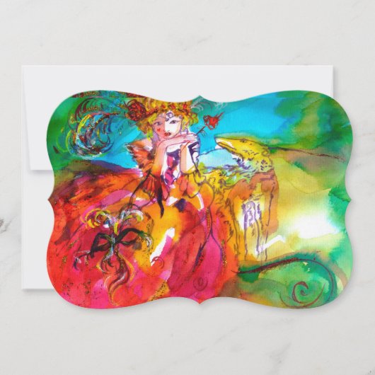 Invitation MIRANDOLINA MASQUERADE BALL jaune brun rouge vert (Devant)